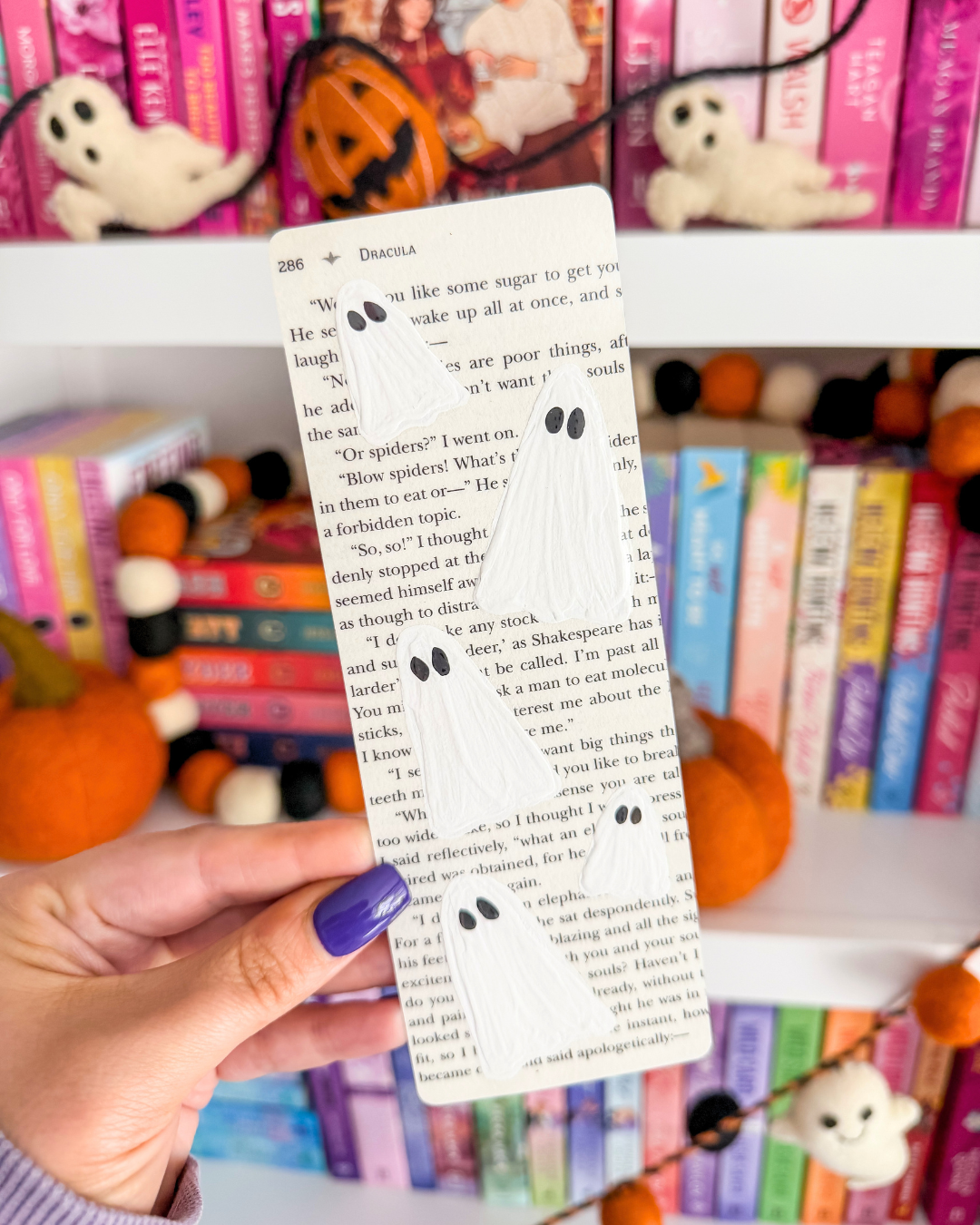 Hand Painted Ghost Bookmark